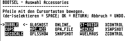 Screenshot ACC-Auswahl in Bootsel