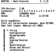 Screenshot Bootsel-Hauptmenü