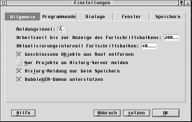 Eine Registerkarte des Optionen-Dialoges